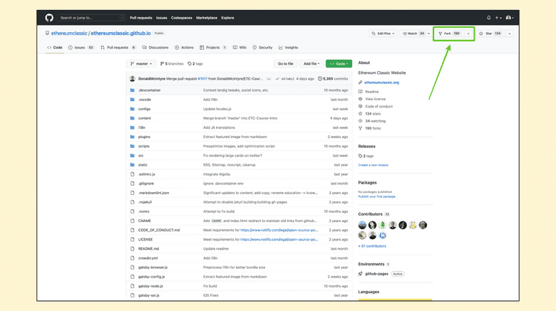 Fork the ETC community website. Fork the ETC community website.