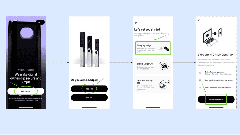 Connecting the Ledger Live phone app. Connecting the Ledger Live phone app.