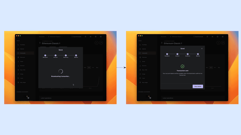 Transaction broadcast. Transaction broadcast.