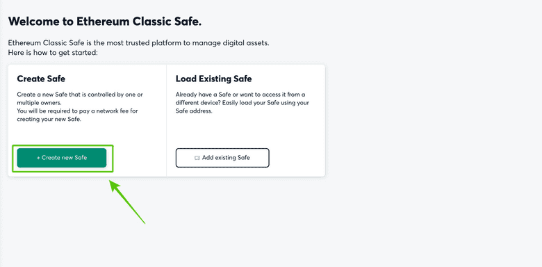 Create New Safe Create New Safe